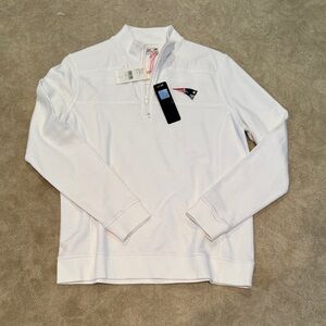 Vineyard Vines White New England Patriots Quarter-Zip Sweatshirt
